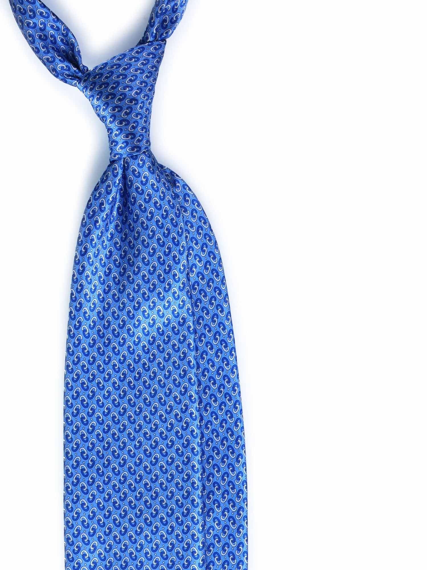 R10 - Light Blue Chains Tie - Satin Silk