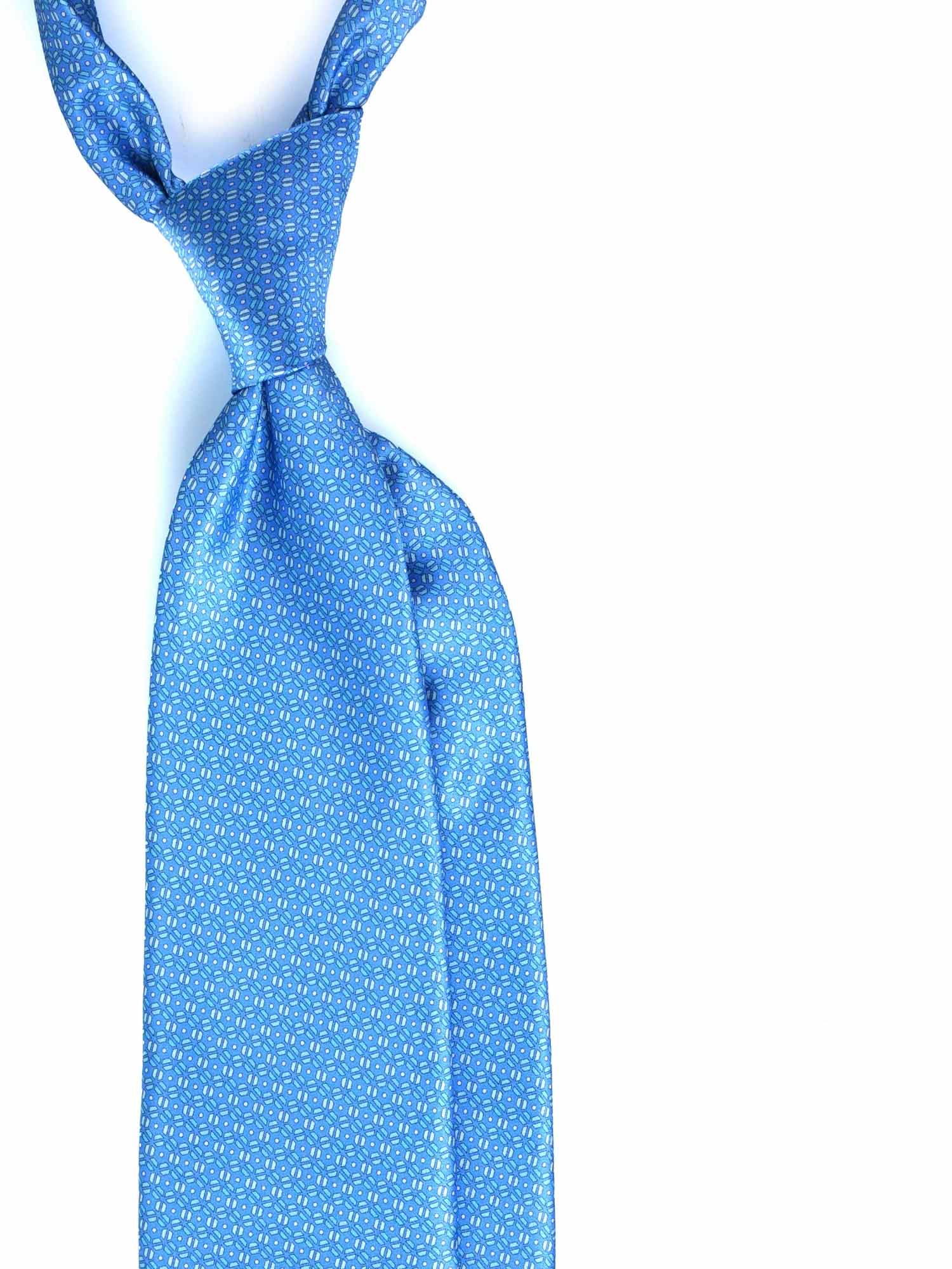 R30 Light Blue Six Sides Drawn Tie - Satin Silk